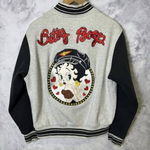 Vintage Grey Black Betty Boop Bomber Varsity Jacket