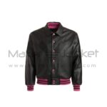 Betty Boop Black Pink Leather Bomber Jacket