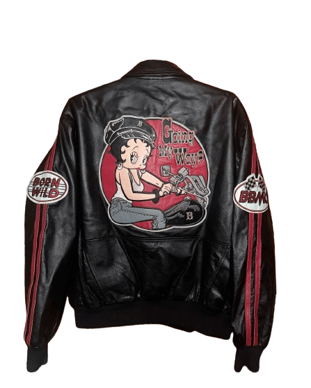 Betty Boop Born Wild Black Leather Jacket (2) Betty Boop Born Wild Black Leather Jacket