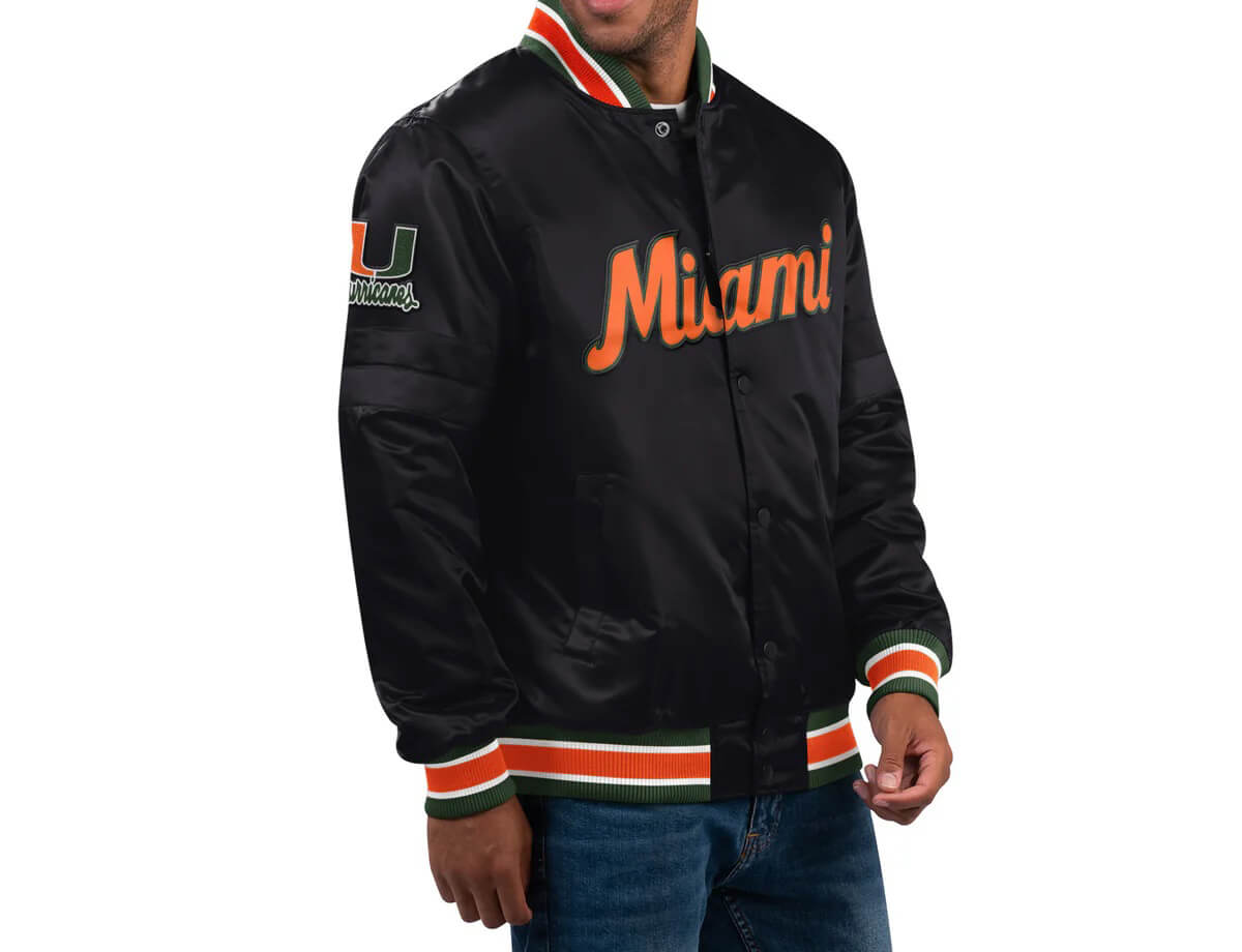 Black Miami Hurricanes Classic Satin Jacket (1) Black Miami Hurricanes Classic Satin Jacket