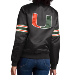 Black Miami Hurricanes Satin Jacket