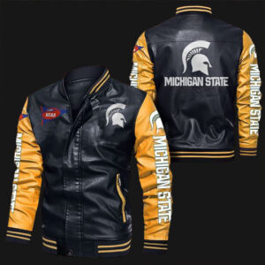Black-Yellow-Michigan-State-Spartans-Leather-Bomber-Jacket