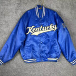 Blue Kentucky Wildcats NCAA Satin Bomber Jacket