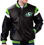 CFL-Saskatchewan-Roughriders-Leather-Varsity-Jacket