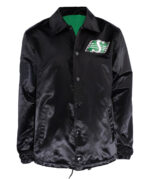 CFL-Saskatchewan-Roughriders-Sideline-Black-Satin-Jacket