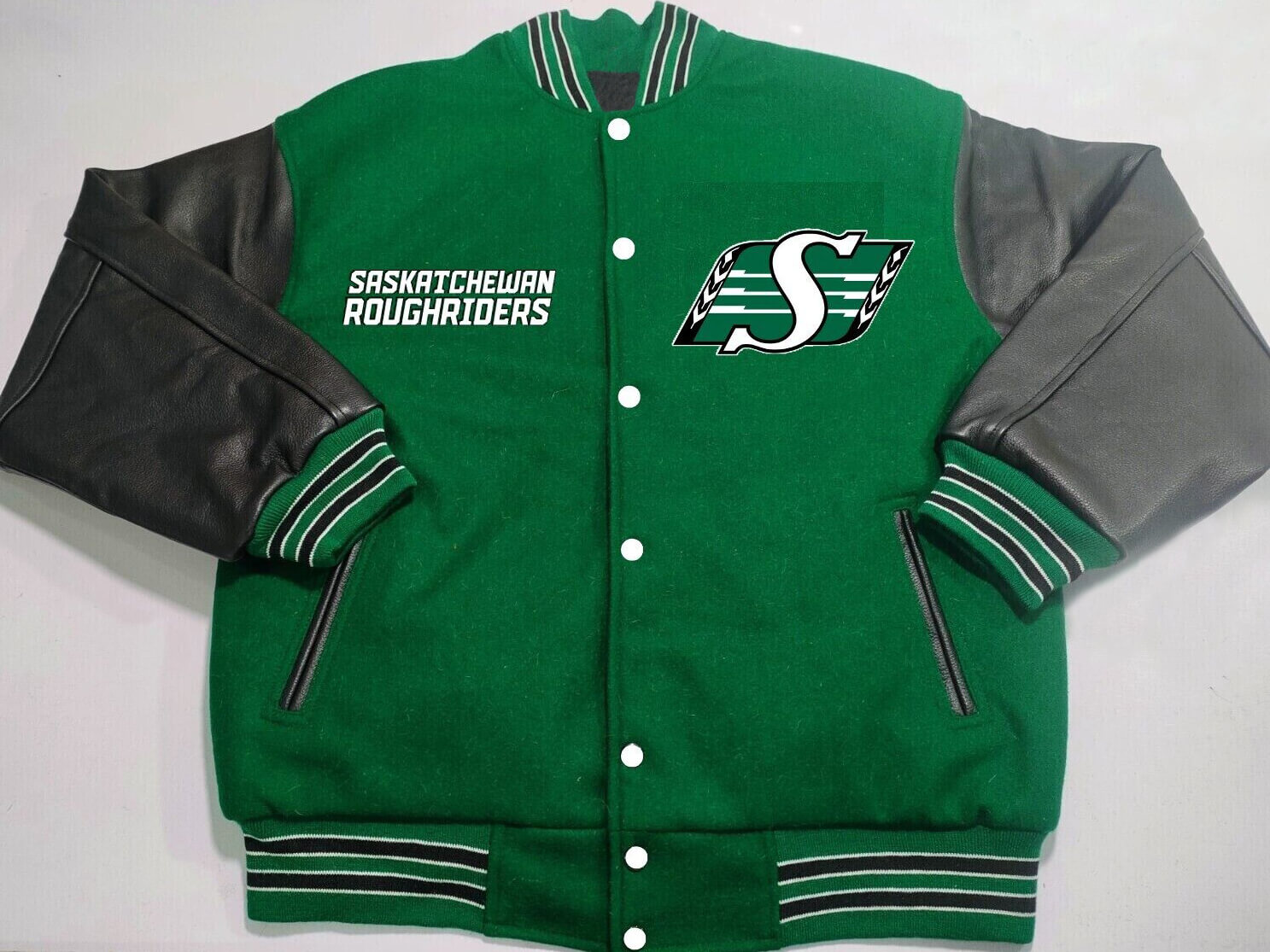 CFL-Saskatchewan-Roughriders-Tricolor-Varsity-Jacket-1 CFL-Saskatchewan-Roughriders-Tricolor-Varsity-Jacket