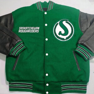 CFL-Team-Saskatchewan-Roughriders-Tricolor-Varsity-Jacket