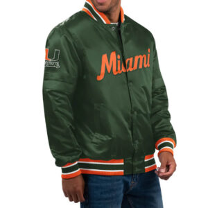 Green Miami Hurricanes Classic Satin Jacket