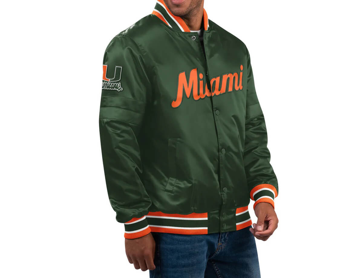 Green Miami Hurricanes Classic Satin Jacket (1) Green Miami Hurricanes Classic Satin Jacket