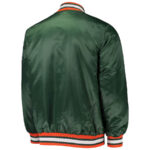 Green Miami Hurricanes O Line Full Button Satin Jacket