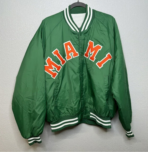 Green Miami Hurricanes Satin Snap Up Jacket (2) Green Miami Hurricanes Satin Snap Up Jacket