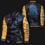 Kentucky Wildcats Black Yellow NCAA Bomber Leather Jacket