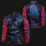 Kentucky Wildcats Blue Red NCAA Bomber Leather Jacket
