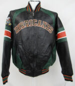 Miami Hurricanes Black Full Zip Leather Jacket