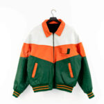 Miami Hurricanes Color Block Leather Jacket (2)