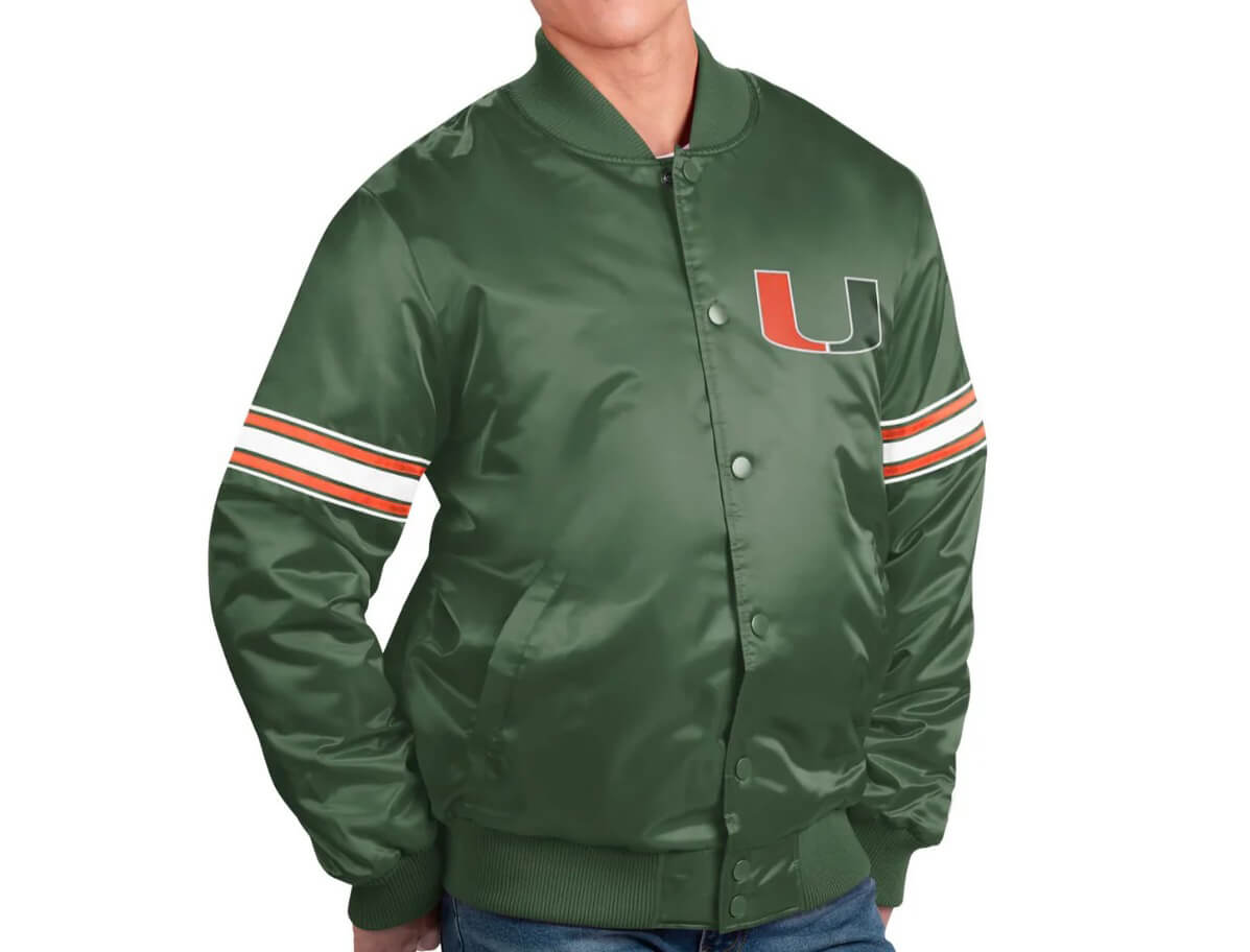 Miami Hurricanes Green 2023 Satin Jacket (1) Miami Hurricanes Green 2023 Satin Jacket