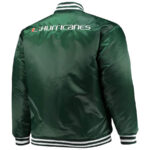 Miami Hurricanes Green Full Zip Satin Jacket