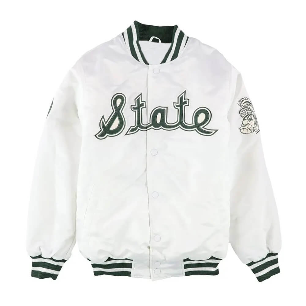 Michigan-State-Spartans-White-Satin-Jacket-1 Michigan State Spartans White Satin Jacket