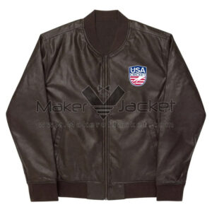 USA-Cricket-Team-Brown-Leather-Varsity-Jacket