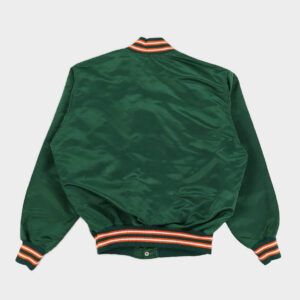 Vintage 90s Green Miami Hurricanes Satin Bomber Jacket