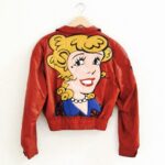 Vintage Blondie Red Cartoon Leather Jacket