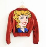 Vintage Blondie Red Cartoon Leather Jacket