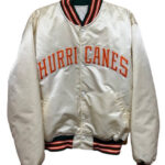 Vintage University of Miami Hurricanes White Satin Jacket