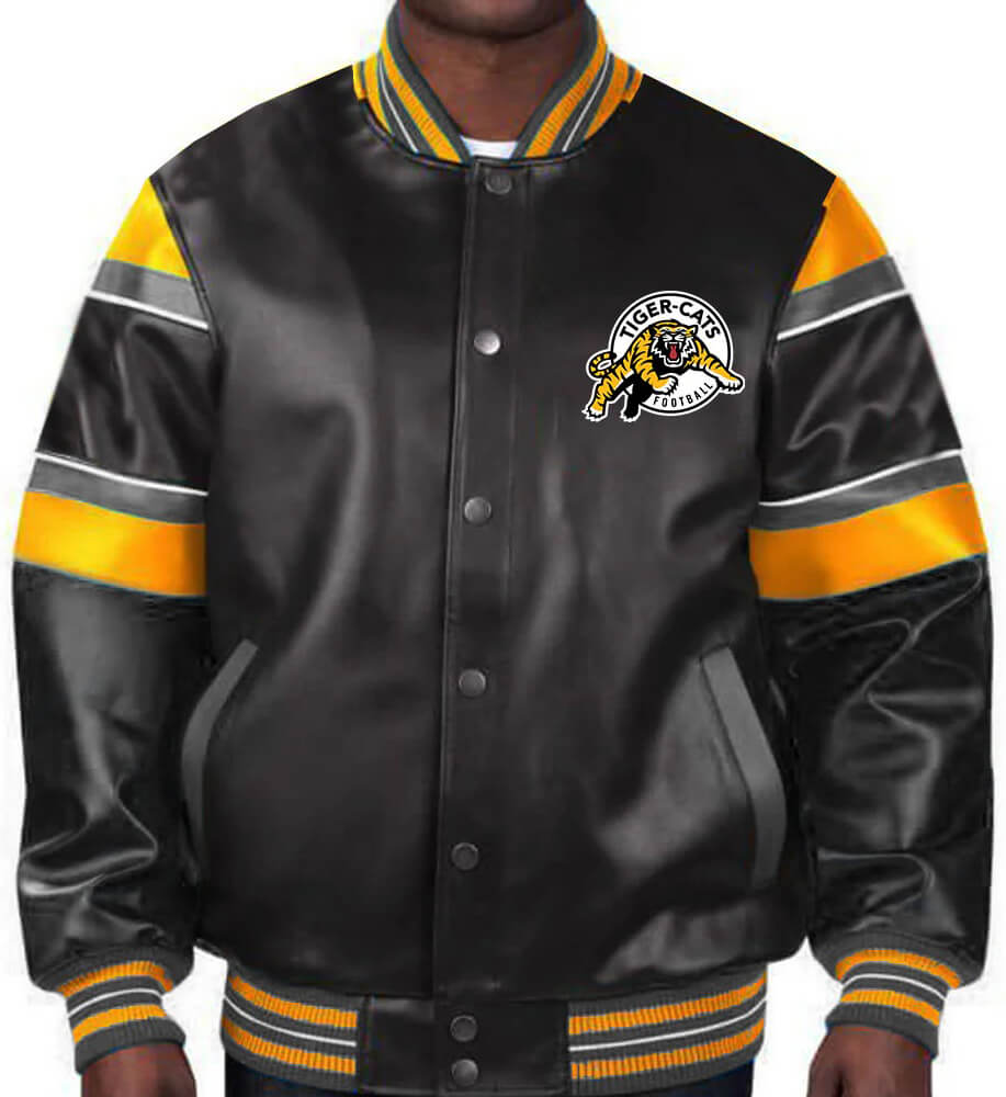 Hamilton-Tiger-Cats-Multicolor-Leather-Jacket-1 Hamilton-Tiger-Cats-Multicolor-Leather-Jacket