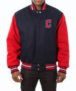 MLB-Navy-Red-Cleveland-Guardians-Wool-Varsity-Jacket