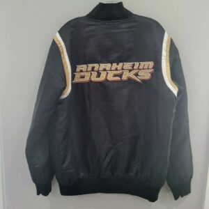 NHL Anaheim Ducks Black Button Up Satin Jacket