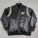 NHL Anaheim Ducks Black Button Up Satin Jacket