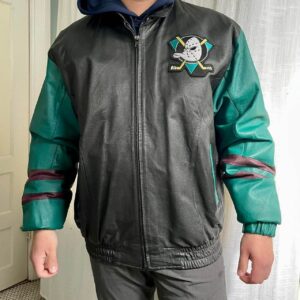 NHL Mighty Ducks Anaheim Black Leather Jacket