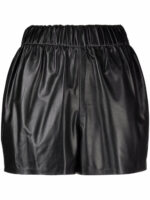 Black Crinkled Leather Shorts