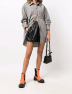 Black Crinkled Leather Shorts