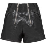 Black Double Zip Leather Shorts