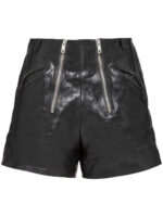 Black Double Zip Leather Shorts