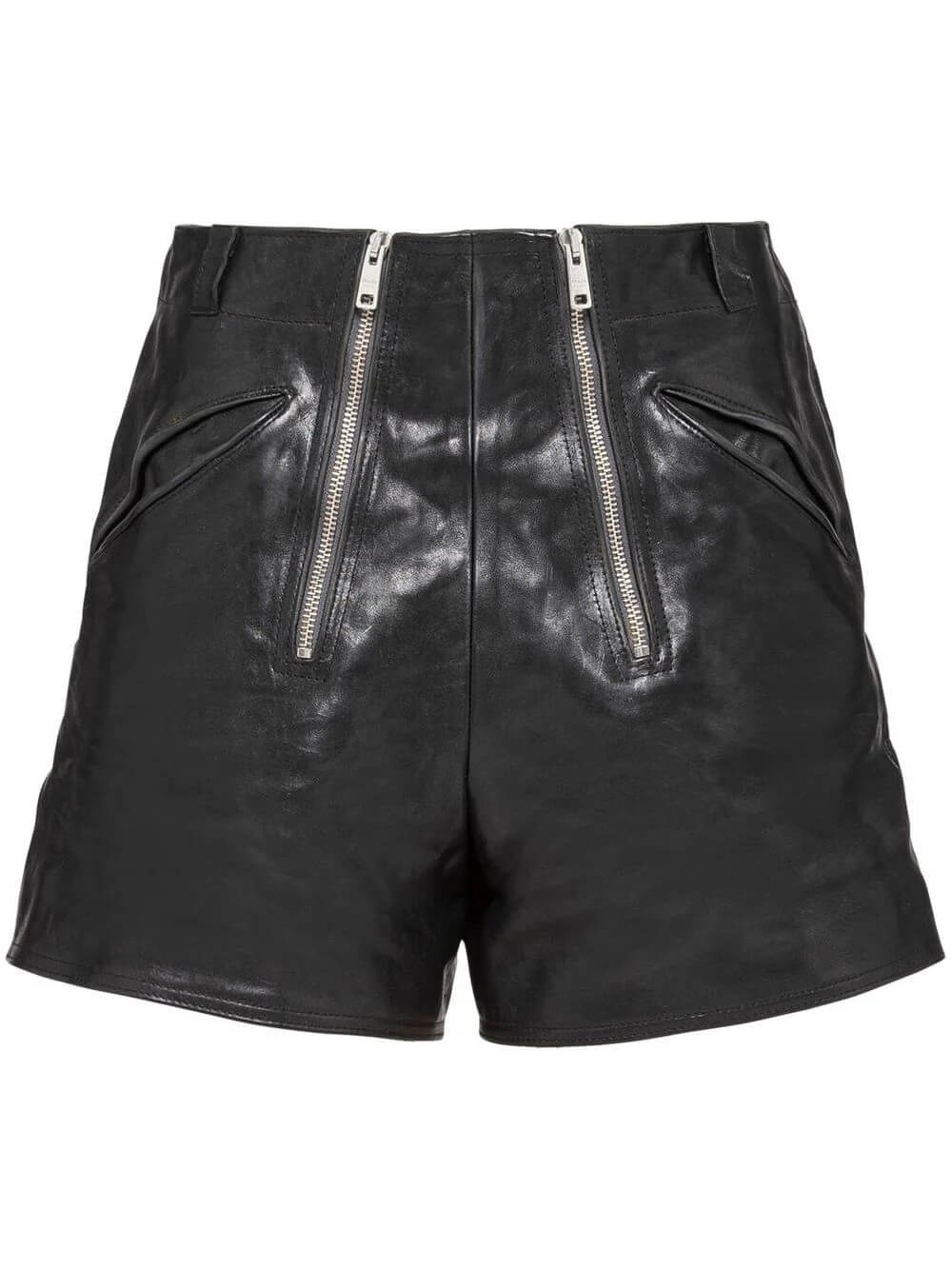 Black Double Zip Leather Shorts Black Double Zip Leather Shorts