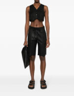 Black Drawstring Leather Shorts