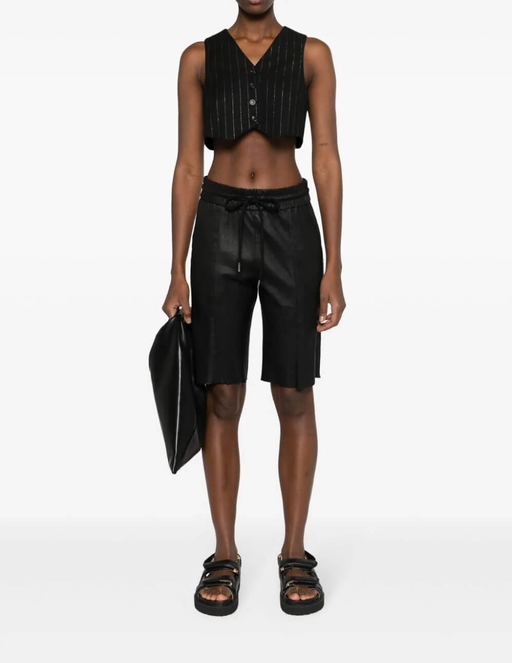 Black Drawstring Leather Shorts Black Drawstring Leather Shorts