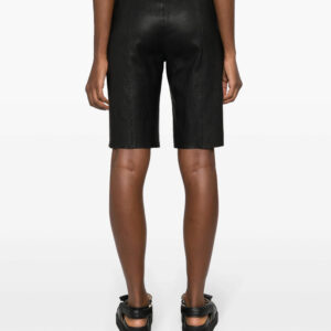 Black Drawstring Leather Shorts back
