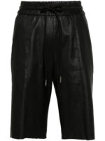Women Black Drawstring Leather Shorts