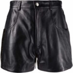 Black High Waisted Leather Shorts
