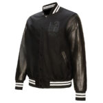 Black LA28 Full Snap Varsity Jacket
