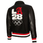 Black Los Angeles 28 Full Snap Varsity Jacket
