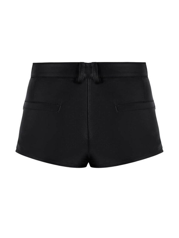 Black Low Waisted Leather Shorts back