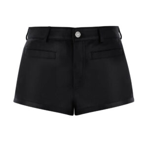 Black Low Waisted Leather Shorts