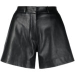 Black Mid Rise Leather Shorts