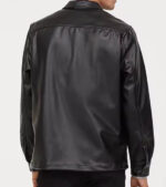 Double-Point-Pocket-Black-Leather-Shirts-Back
