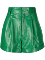 High Waisted Green Leather Shorts