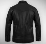 Men's-Handmade-Full-Sleeves-Black-Leather-Shirt Back